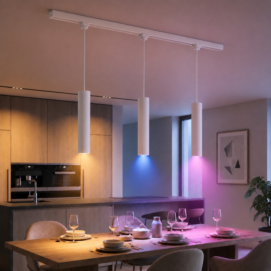 Philips - LED RGBW Dimbar takpendel på kabel i skensystemet EASYLINK HUE 3xGU10/4,7W/230V 2200-6500K 1m vit