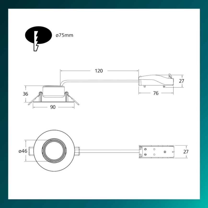 Philips - CILANTRO LED infälld takarmatur, dimbar, LED/5W/230V 2700K, svart