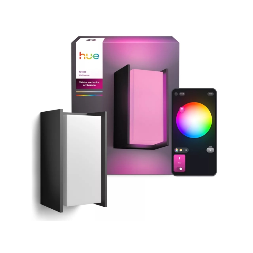 Philips - LED-dimbart utomhusvägglampa Hue TURACO White And Color Ambiance 1xE27/8,1W/230V 1000-20000K