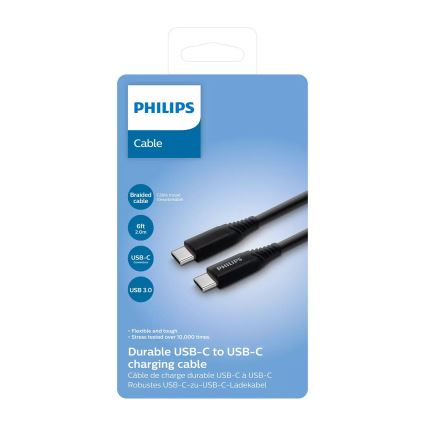 Philips DLC5206C/00 - USB-kabel USB-C 3.0 connector 2m svart/grå
