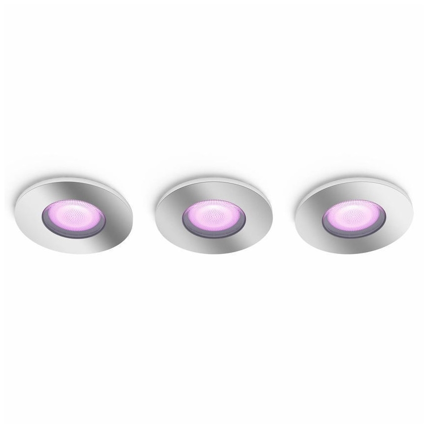 Philips - SET 3xLED RGB Dimbart badrumslampa Hue XAMENTO 1xGU10/5,7W/230V IP44 2000-6500K