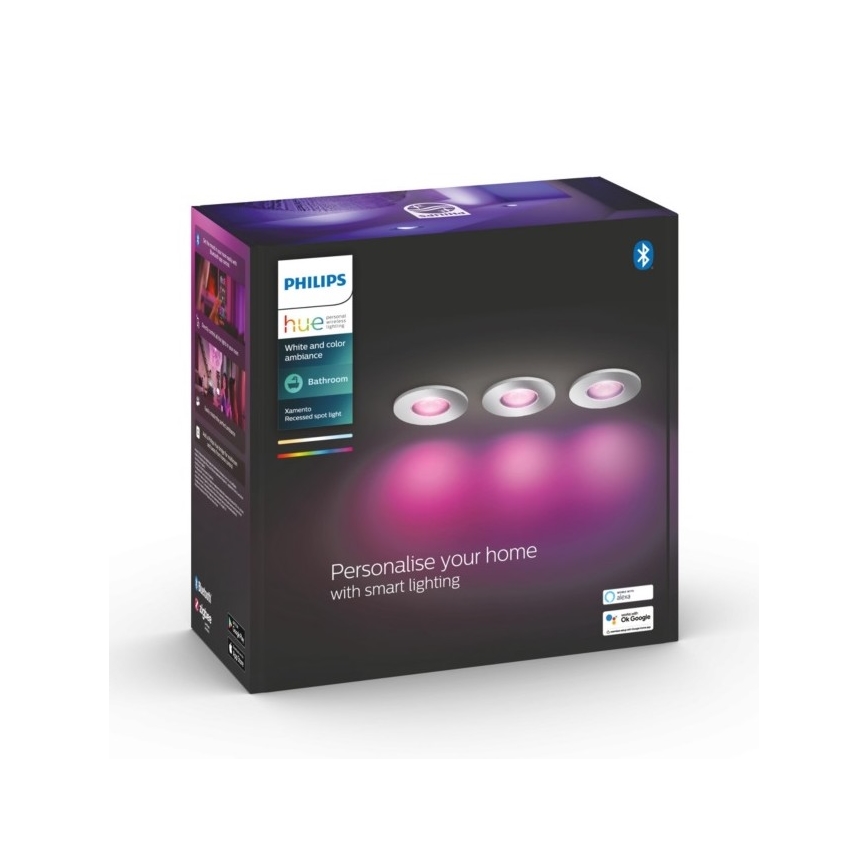 Philips - SET 3xLED RGB Dimbart badrumslampa Hue XAMENTO 1xGU10/5,7W/230V IP44 2000-6500K