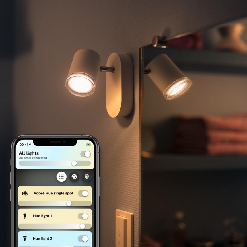 Philips - LED dimbar badrumslampa Hue ADORE 1xGU10/5W/230V IP44 + fjärrkontroll