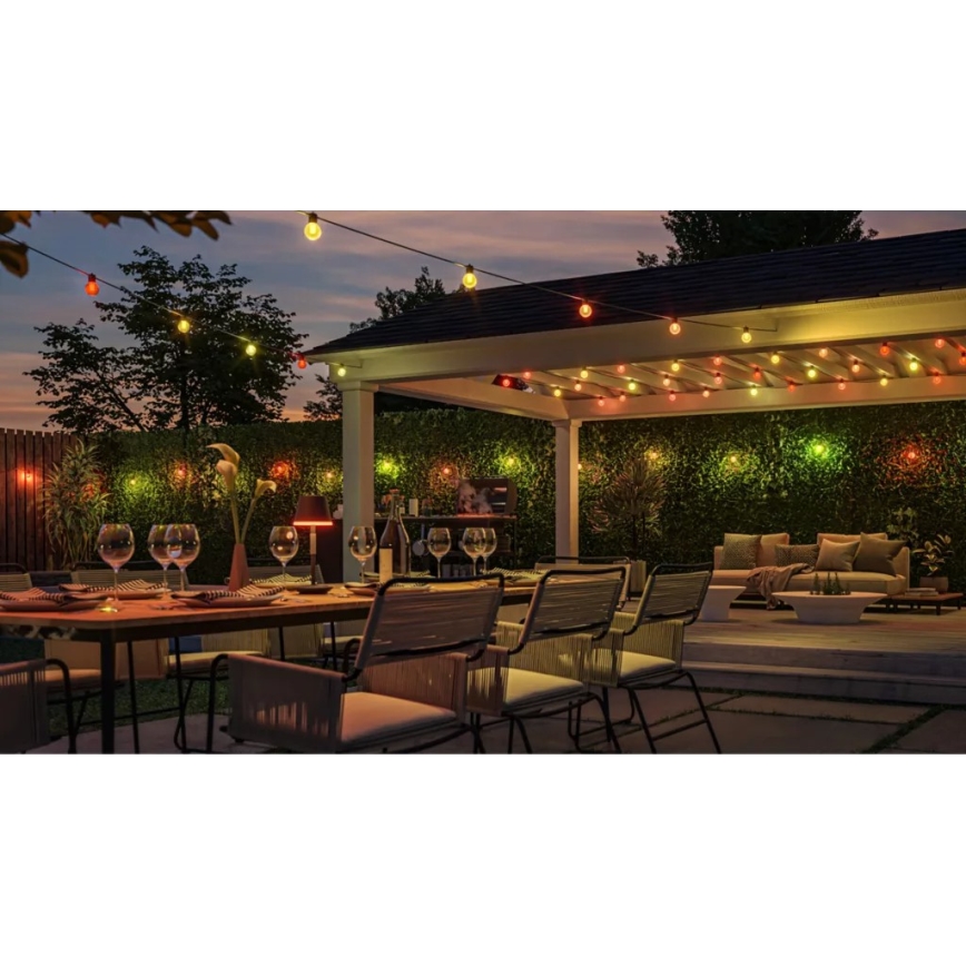Philips - Hue FESTAVIA LED RGBW förlängningsbar, dimbar utomhusslinga, 20×LED, 14 m, IP65