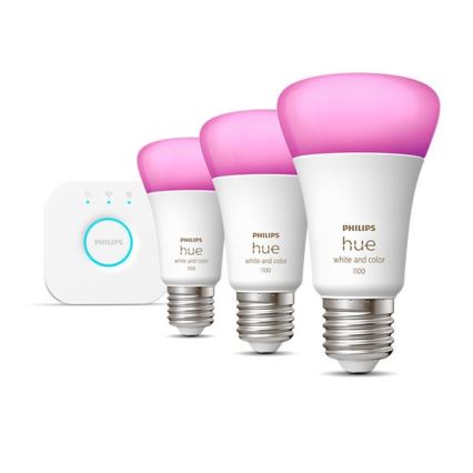 Grundpaket Philips Hue WHITE AND COLOR AMBIANCE 3xE27/9W/230V 2000-6500K + anslutningsenhet