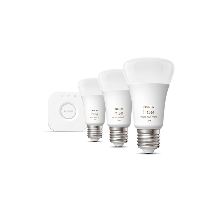 Grundpaket Philips Hue WHITE AND COLOR AMBIANCE 3xE27/9W/230V 2000-6500K + anslutningsenhet