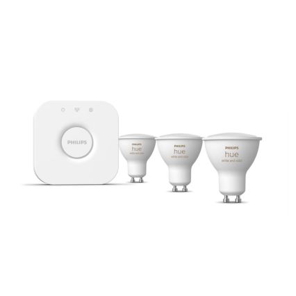 Grundpaket Philips Hue WHITE AND COLOR AMBIANCE 3xGU10/5,7W/230V 2000-6500K + anslutningsenhet