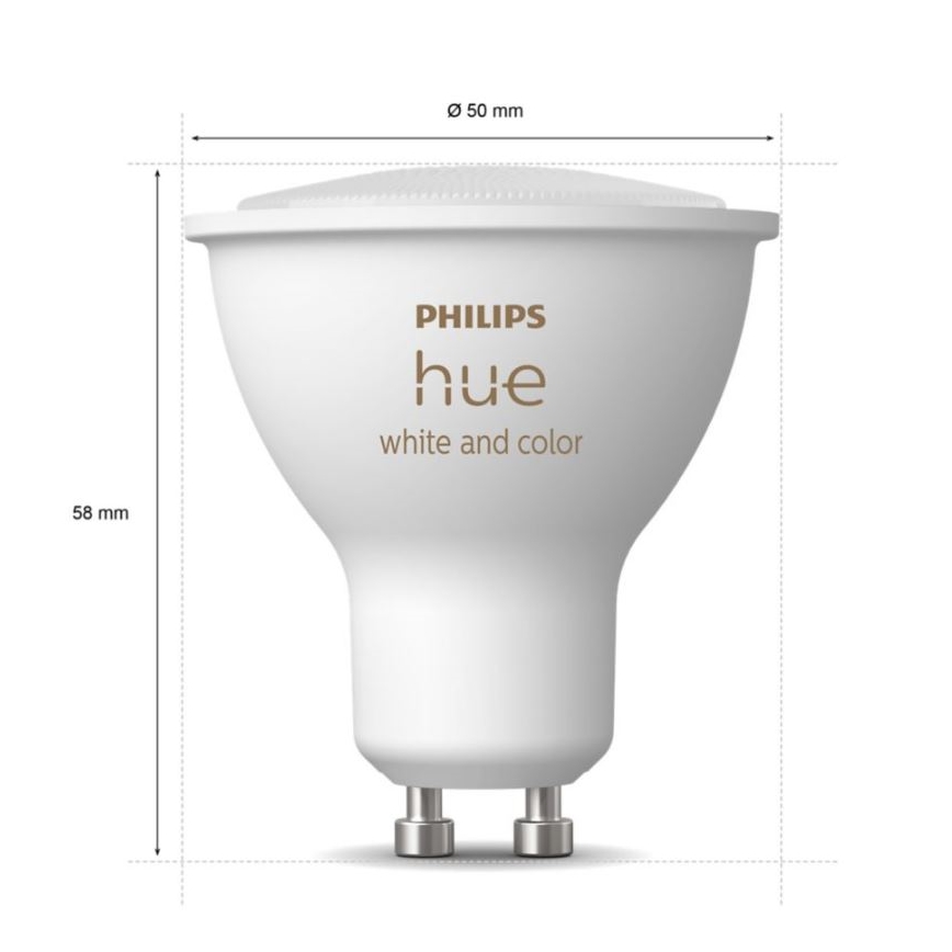 Grundpaket Philips Hue WHITE AND COLOR AMBIANCE 3xGU10/5,7W/230V 2000-6500K + anslutningsenhet
