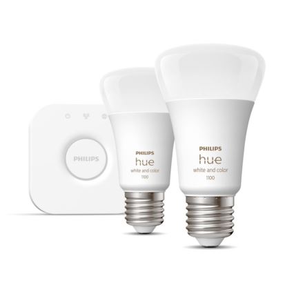 Startpaket Philips Hue WHITE AND COLOR AMBIANCE 2xE27/9W/230V 2000-6500K + Hue Bridge