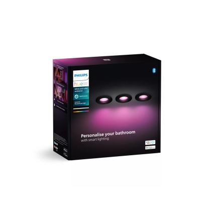 Philips - SET 3x LED RGBW Dimbar badrumsinfälld spotlight Hue XAMENTO 1xGU10/4,2W/230V 2000-6500K IP44
