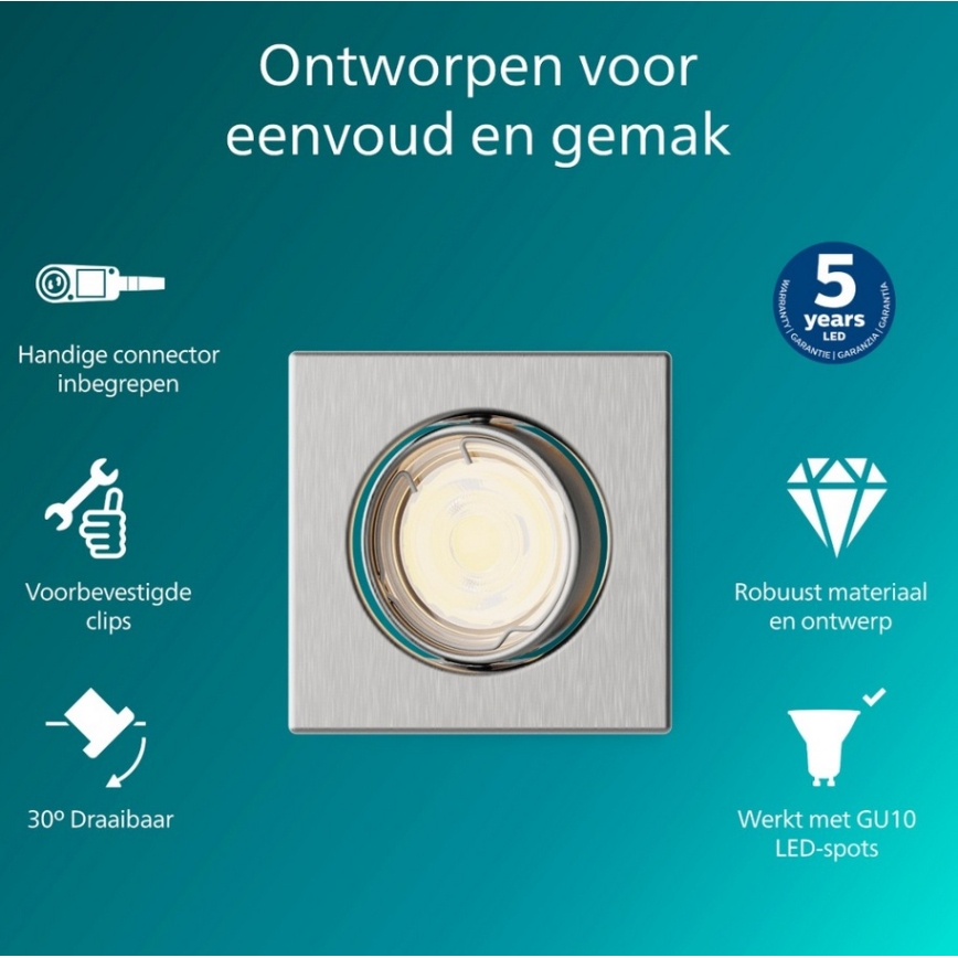 Philips - Infälld downlight PERIDOT 1xGU10/7W/230V, silver