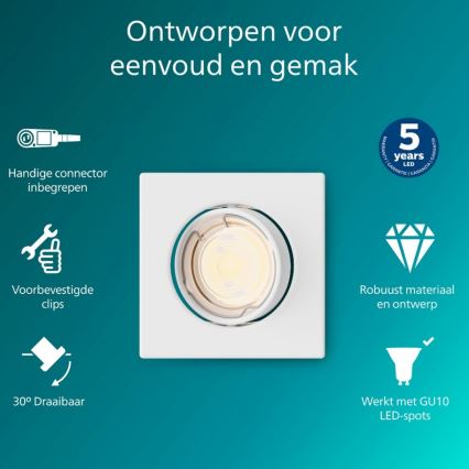 Philips - Infälld spotlight PERIDOT 1xGU10/7W/230V vit