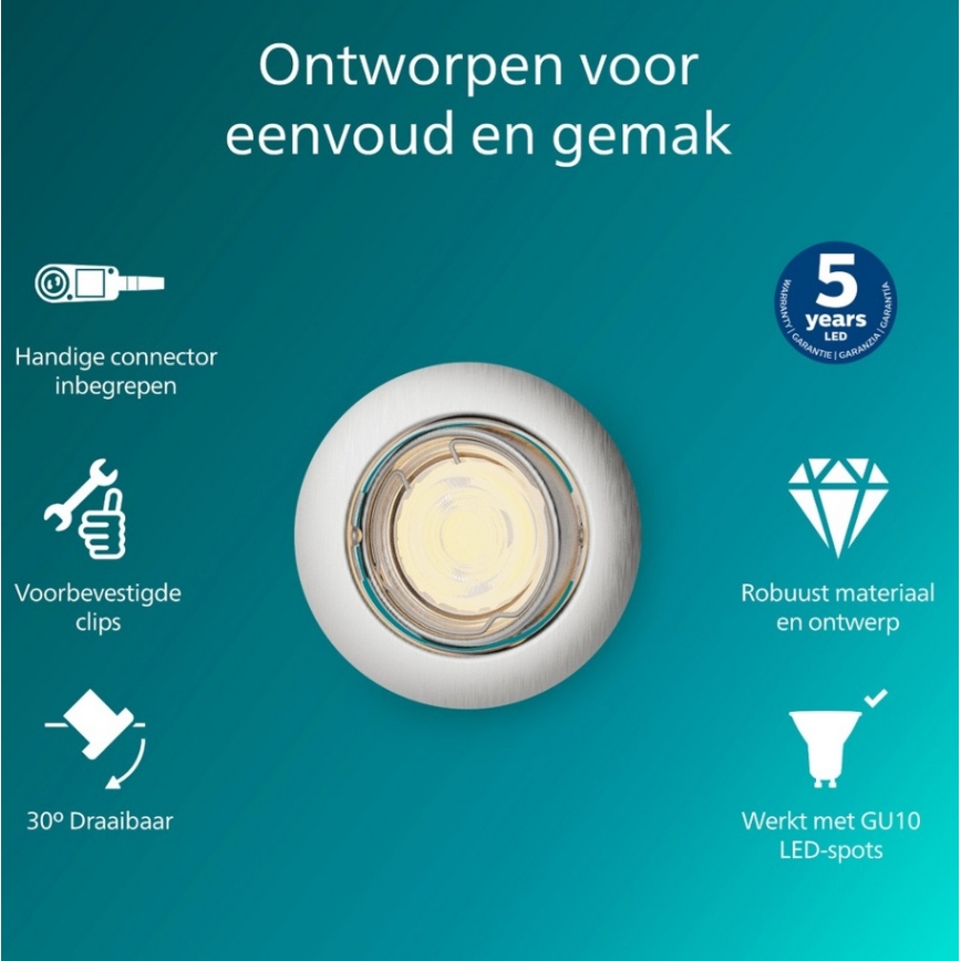 Philips - Infälld takarmatur PERIDOT 1xGU10/7W/230V silver