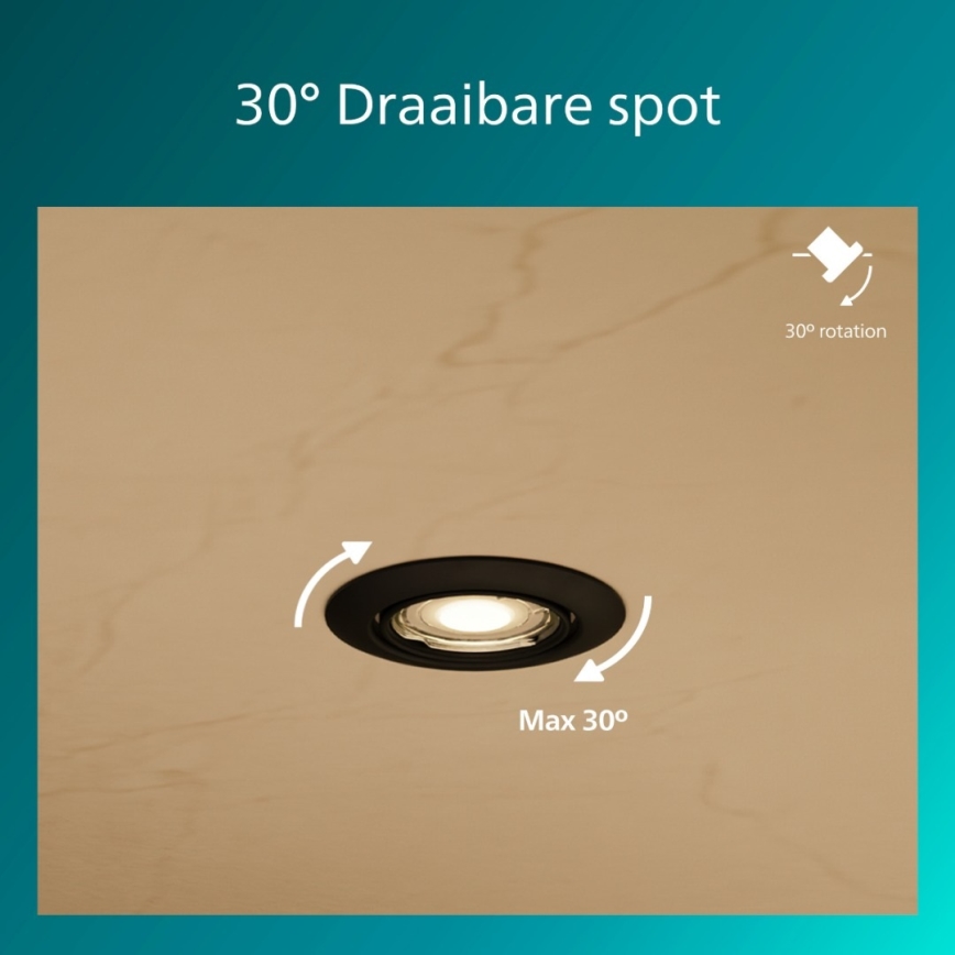 Philips - Infälld takarmatur PERIDOT 1xGU10/7W/230V svart