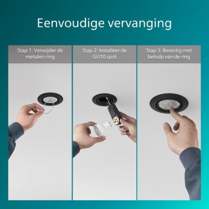 Philips - Infälld takarmatur PERIDOT 1xGU10/7W/230V svart