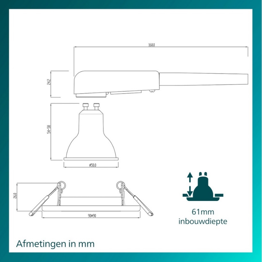 Philips - Infälld takarmatur PERIDOT 1xGU10/7W/230V svart