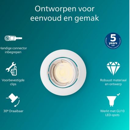 Philips - Infälld takarmatur PERIDOT 1xGU10/7W/230V vit