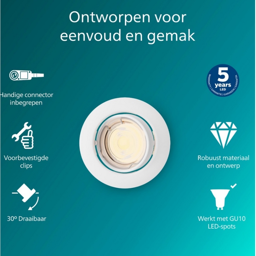 Philips - Infälld takarmatur PERIDOT 1xGU10/7W/230V vit