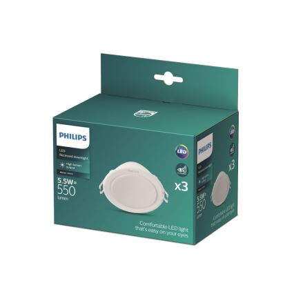 Philips - KIT 3x LED infälld belysning MESON LED/5,5W/230V 4000K