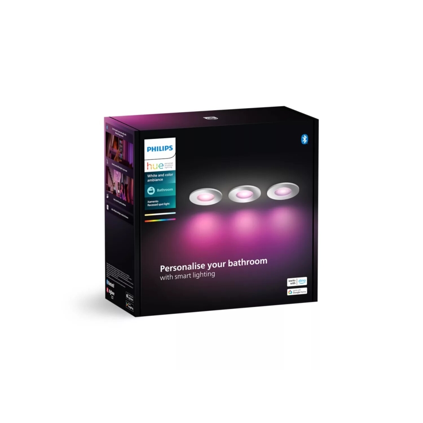 Philips - KIT 3x LED RGBW Ljusreglerad hängande badrumslampa Hue XAMENTO 1xGU10/4,2W/230V IP44 2000-6500K