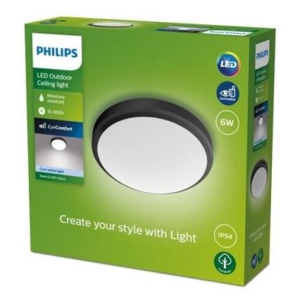 Philips - LED Badrum taklampa LED/6W/230V 4000K IP54 svart