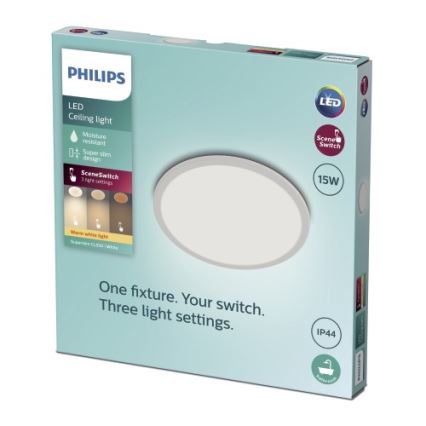 Philips - LED Dimbar bathroom Takbelysning SCENE SWITCH LED/15W/230V IP44 2700K