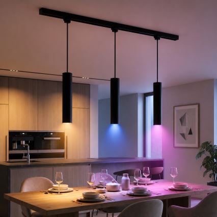 Philips - LED RGBW dimbar taklampa på kabel för skensystemet EASYLINK HUE 3xGU10/4,7W/230V 2200–6500K 1 m svart + Hue Bridge
