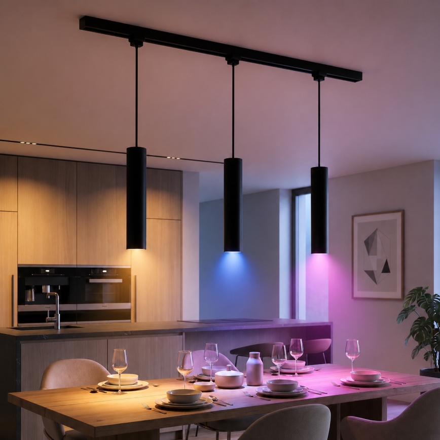 Philips - LED RGBW dimbar taklampa på kabel för skensystemet EASYLINK HUE 3xGU10/4,7W/230V 2200–6500K 1 m svart + Hue Bridge