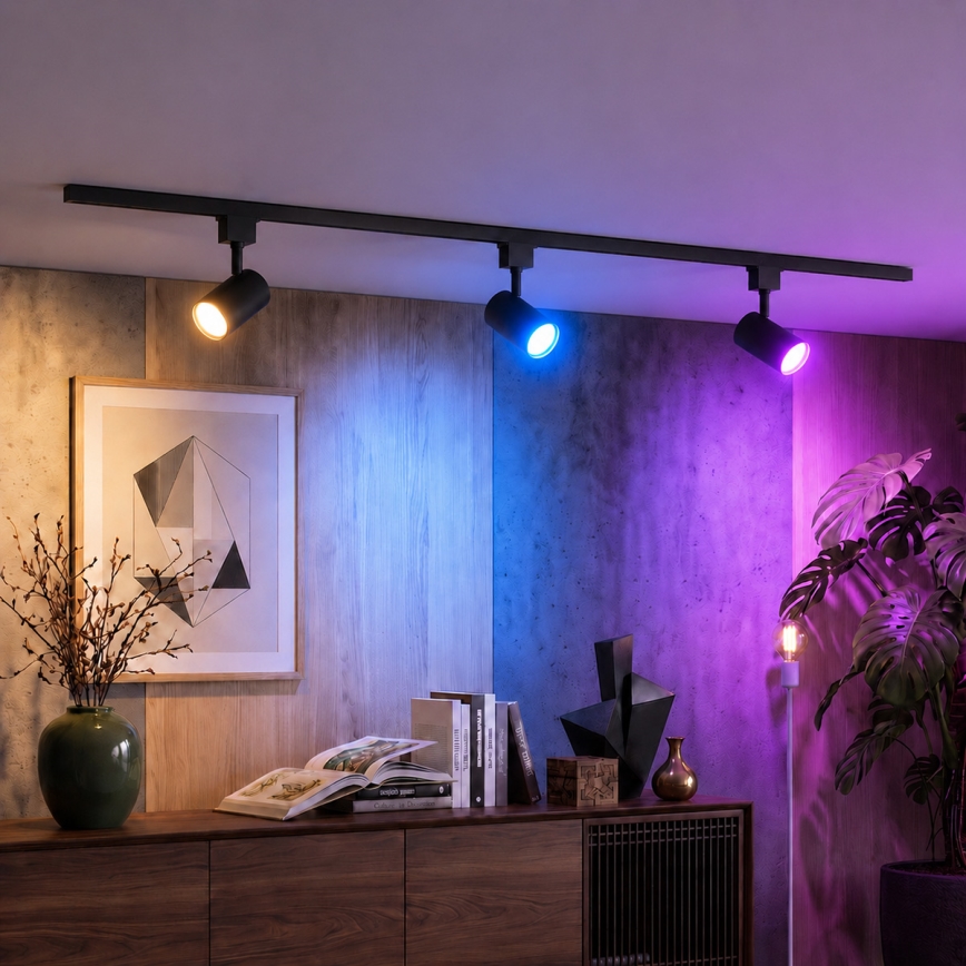 Philips - LED RGBW dimbar spotlight i skensystemet EASYLINK HUE 3xGU10/4,7W/2300-6500K 1m svart + Hue Bridge