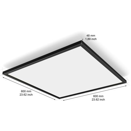 Philips - Dimmbar LED-takarmatur Hue AURELLE LED/39W/230V 2200-6500K 60x60 cm svart