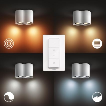Philips - LED Dimbar Takbelysning Hue PILLAR 2xGU10/5W/230V + Fjärrkontroll