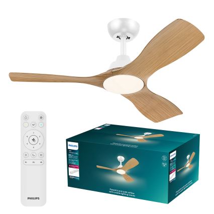 Philips - LED-dimmbar takfläkt OLAS LED/24W/230V Ø 106 cm vit/brun + fjärrkontroll