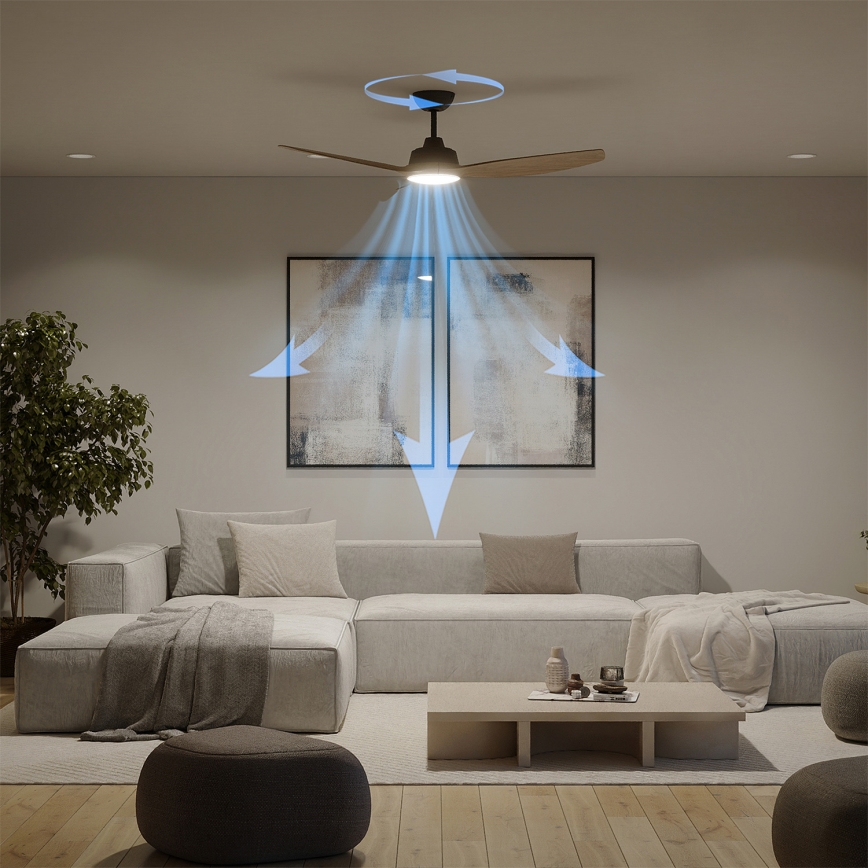 Philips - Dimmbar LED-takfläkt OLAS LED/24W/230V Ø 132 cm svart/brun + fjärrkontroll