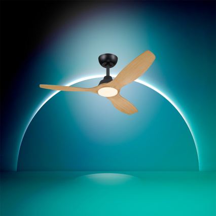 Philips - Dimmbar LED-takfläkt OLAS LED/24W/230V Ø 132 cm svart/brun + fjärrkontroll