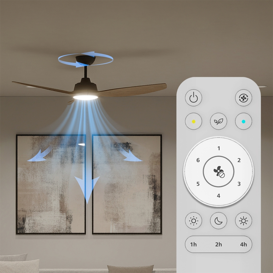 Philips - Dimmbar LED-takfläkt OLAS LED/24W/230V Ø 132 cm svart/brun + fjärrkontroll