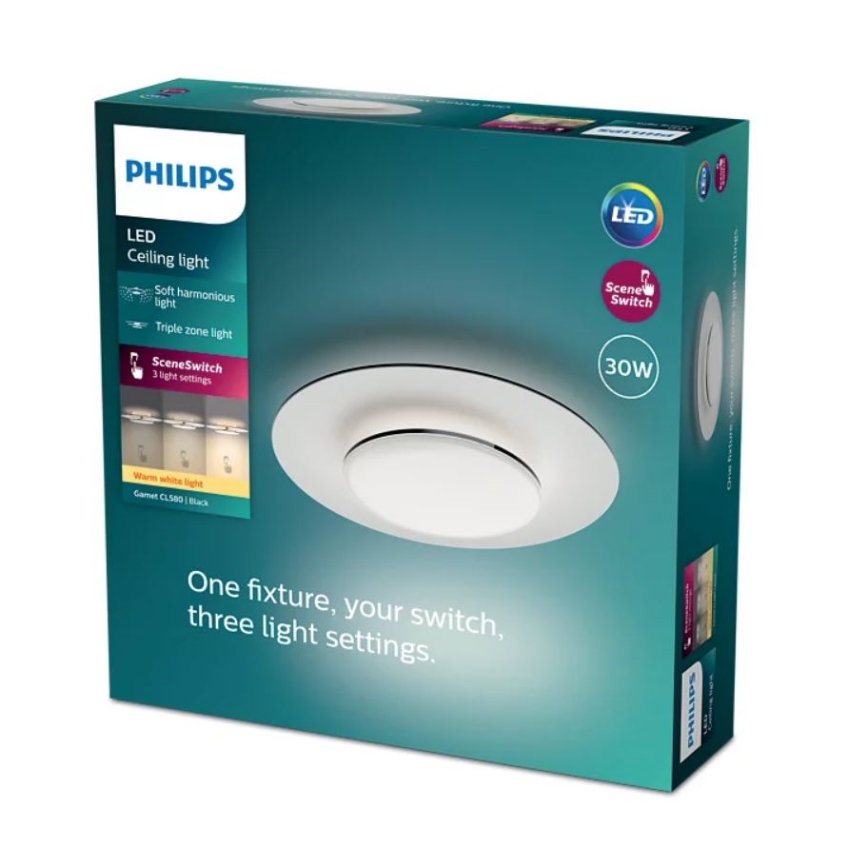 Philips- LED Dimbar taklampa SCENE SWITCH LED/30W/230V 2700K svart