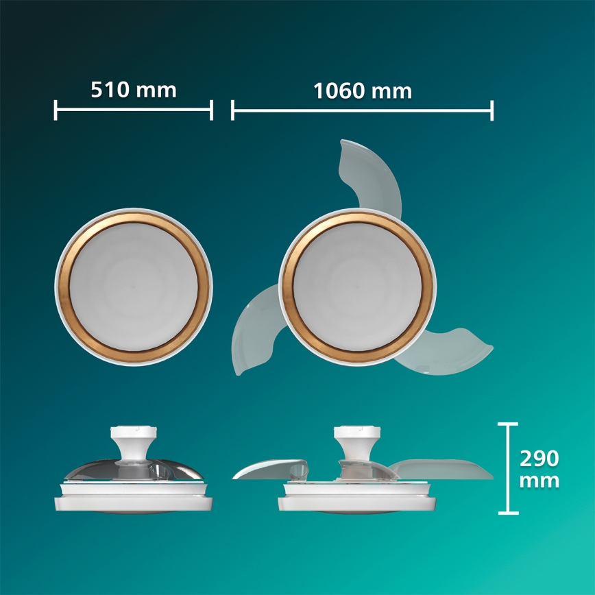 Philips - dimbar LED-taklampa med fläkt BLISS LED/35W/230V guld + fjärrkontroll