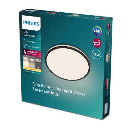 Philips - LED Dimbar taklampa SCENE SWITCH LED/18W/230V diameter 30 cm 2700K svart