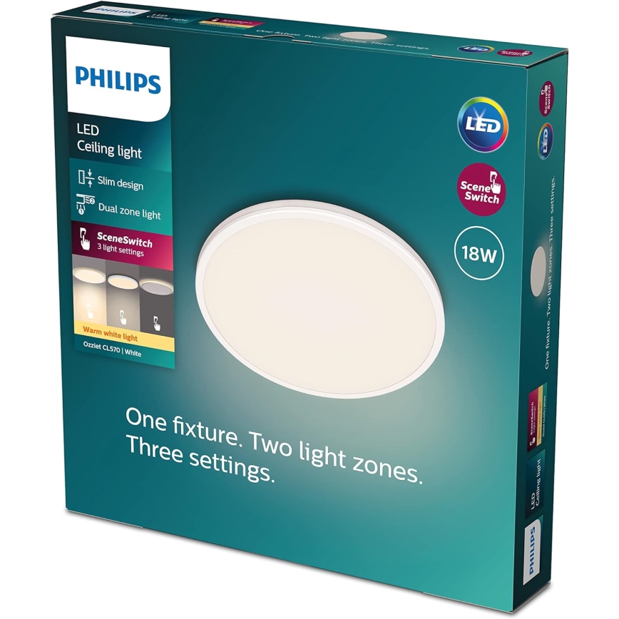 Philips - LED Dimbar taklampa SCENE SWITCH LED/18W/230V diameter 30 cm 2700K vit