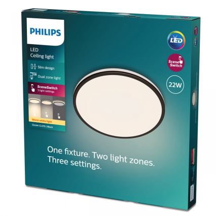 Philips - LED Dimbar taklampa SCENE SWITCH LED/22W/230V diameter 40 cm 2700K svart