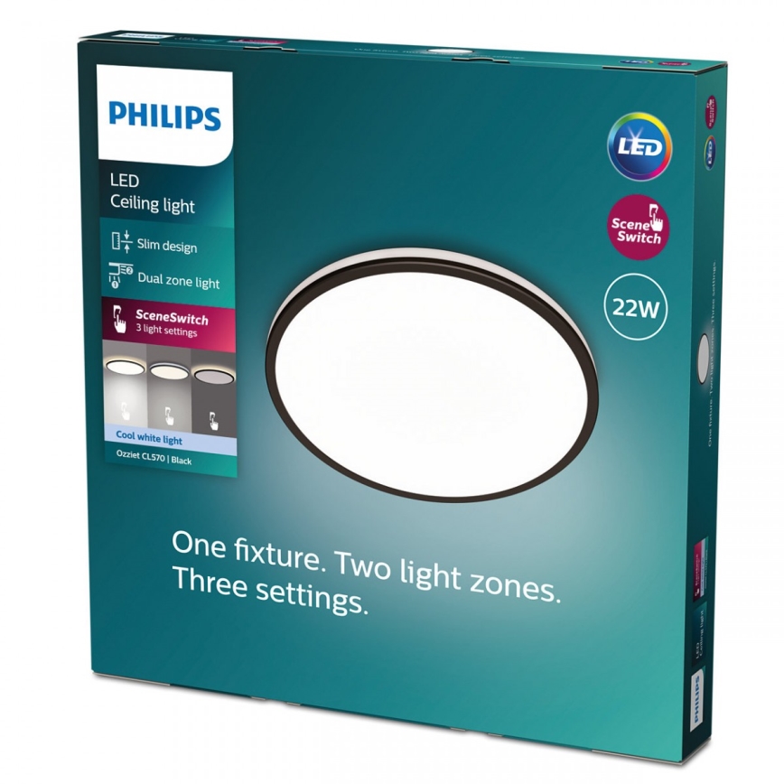 Philips - LED Dimbar taklampa SCENE SWITCH LED/22W/230V diameter 40 cm 4000K svart