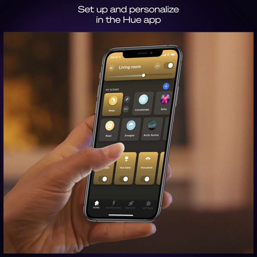 Philips - dimbar LED-taklampa Hue AURELLE LED/19W/230V 2200-6500K 30x30 cm svart