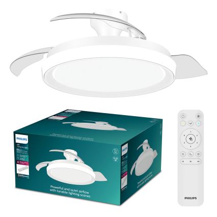 Philips - LED dimbar taklampa med fläkt BLISS LED/35W/230V vit + fjärrkontroll