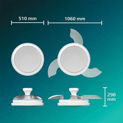 Philips - LED dimbar taklampa med fläkt BLISS LED/35W/230V vit + fjärrkontroll