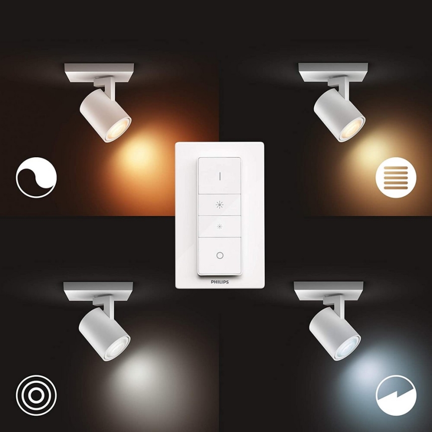Philips - LED ljusreglerad spotlight Hue RUNNER 1xGU10/4,2W/230V 2200-6500K + fjärrkontroll vit