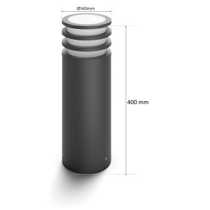 Philips - LED RGB dimbar utomhuslampa Hue LUCCA 1xE27/8,1W/230V 40 cm 1000-20000K IP44
