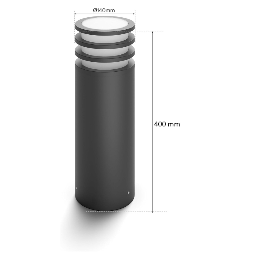 Philips - LED RGB dimbar utomhuslampa Hue LUCCA 1xE27/8,1W/230V 40 cm 1000-20000K IP44