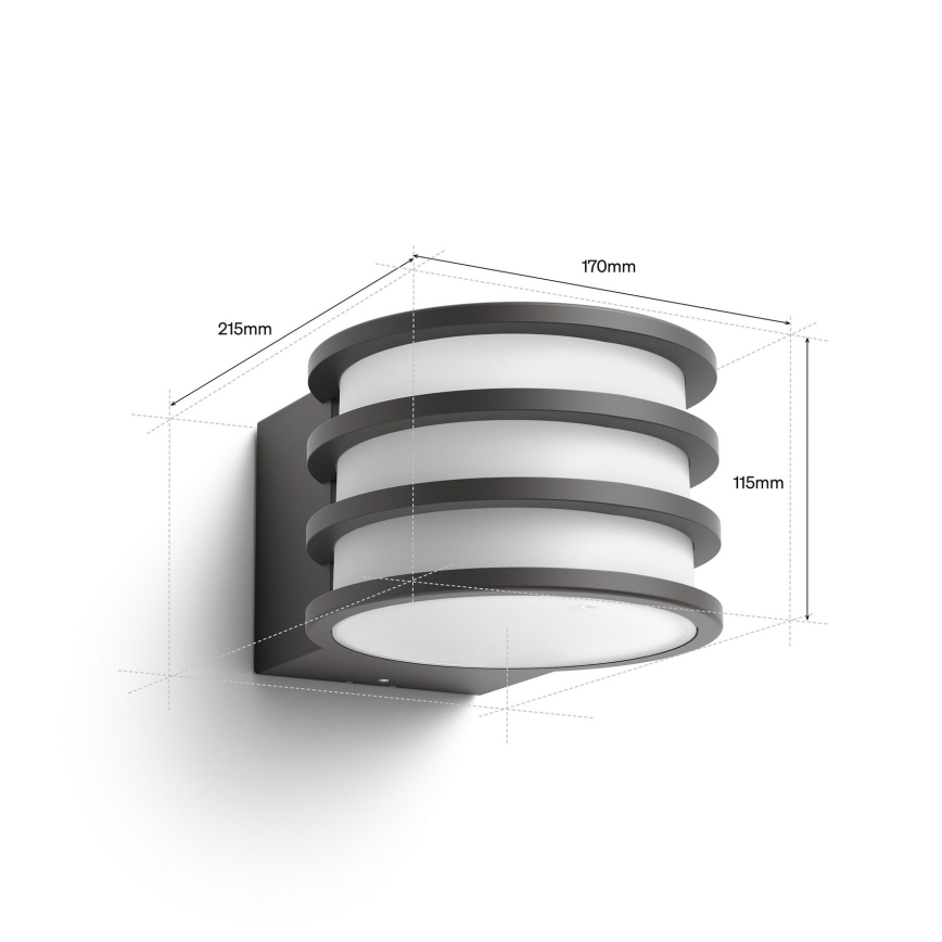 Philips - LED RGB-dimbart utomhusväggarmatur Hue LUCCA 1xE27/8,1W/230V 1000-20000K IP44