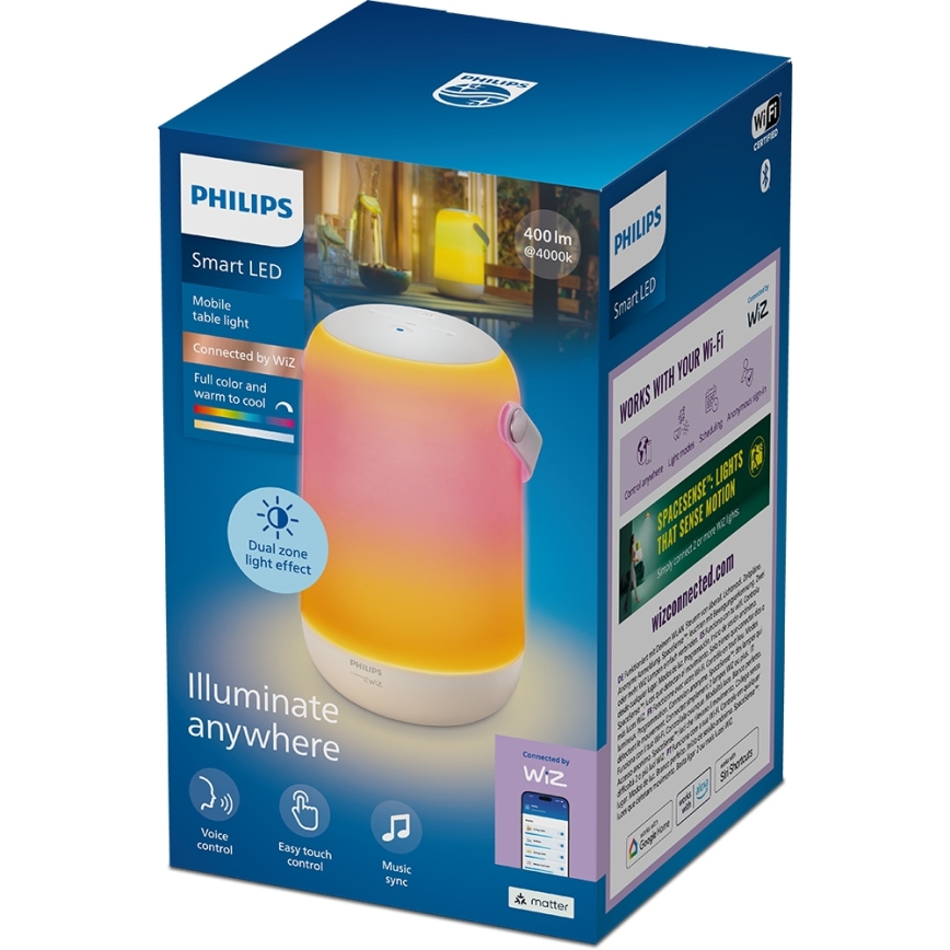Philips - LED RGBW dimmbar bärbar beröringsstyrd bordslampa SMART LED/13,5W/3,6V 2200-6500K Wi-Fi 1800 mAh