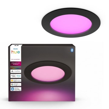 Philips - LED RGBW dimbar infälld badrumsarmatur Hue SLIM LED/12W/230V 1000-20000K svart IP44